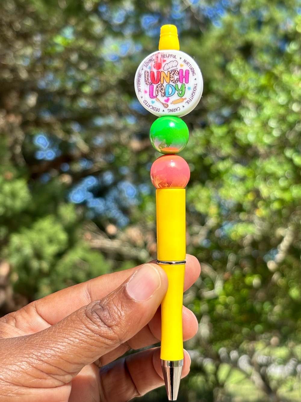Hand-crafted Lunch Lady  Beaded Pen